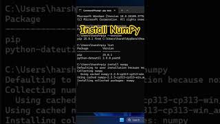 Install Numpy #shortsfeed #python #datascience #coding #python #viralvideo #shortvideo