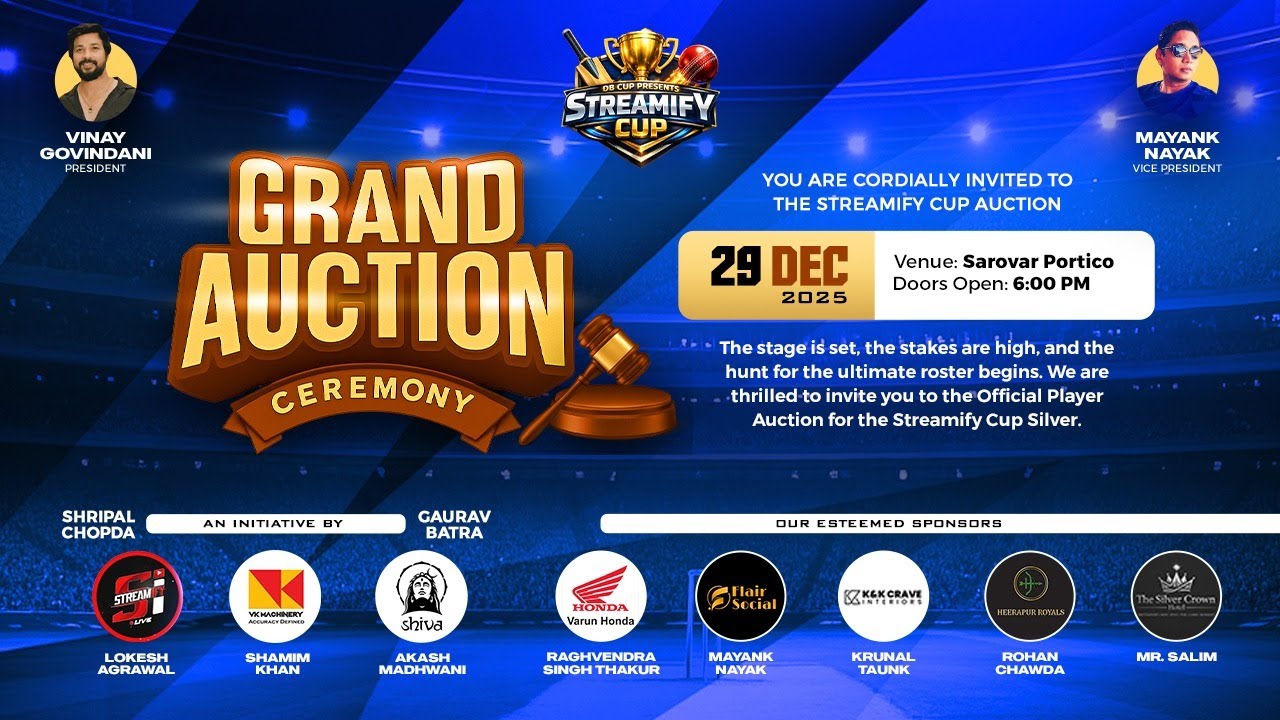 DB CUP PRESENT STREAMIFY CUP | GRAND PLAYER AUCTION | 2025-26 - YouTube