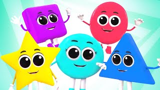 Five Little Shapes Jumping On The Bed + More Learning Videos And Kids Songs