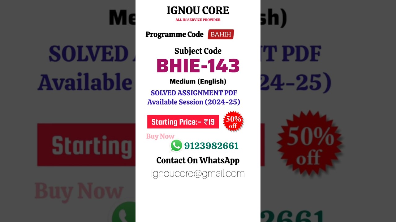 BHIE 143 Solved Assignment PDF 2024-25 in English, BAHIH program BHIE-143 Solved assignments