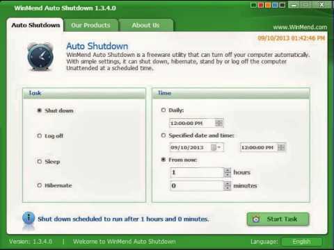 Free PC auto shutdown hibernate stand by log off the computer software
