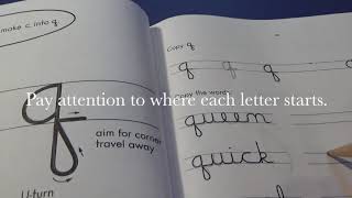 Page 71 -  Lower case cursive q word practice.  Handwriting Without Tears