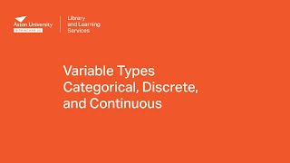 Variable Types Categorical, Discrete, and Continuous