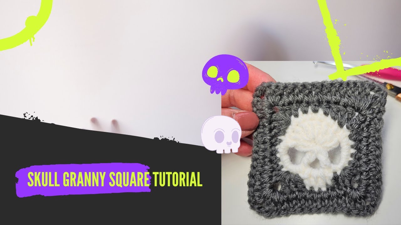 how to crochet Skull Granny Square? Step by step tutorial - YouTube