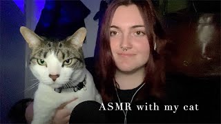 ASMR whispering, tapping, mic brushing and mouth sounds (slow and fast) ft. my cat