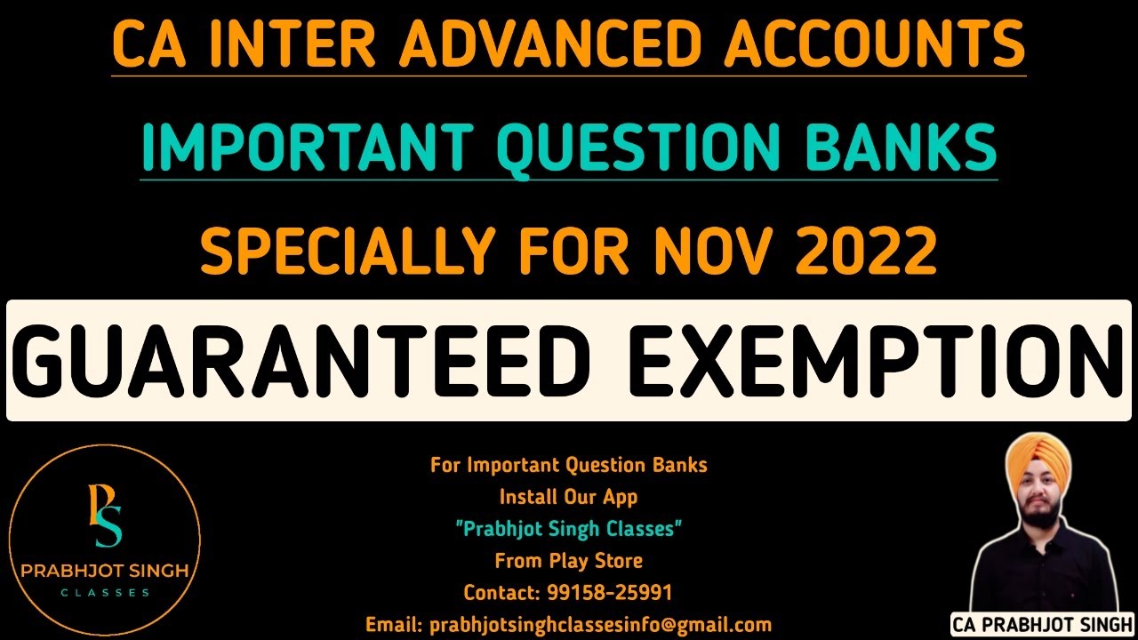 CA INTER Advanced Accounts Important Question Banks for Nov 2022 ...