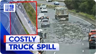 Company fined after truck loses load on busy Melbourne freeway | 9 News Australia