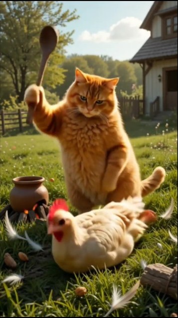 😺 Mama Cat Raised Chicken 🐔...Then This Happened 😢🍗 #shorts #shortvideo #cat #chicken #funnyanimals