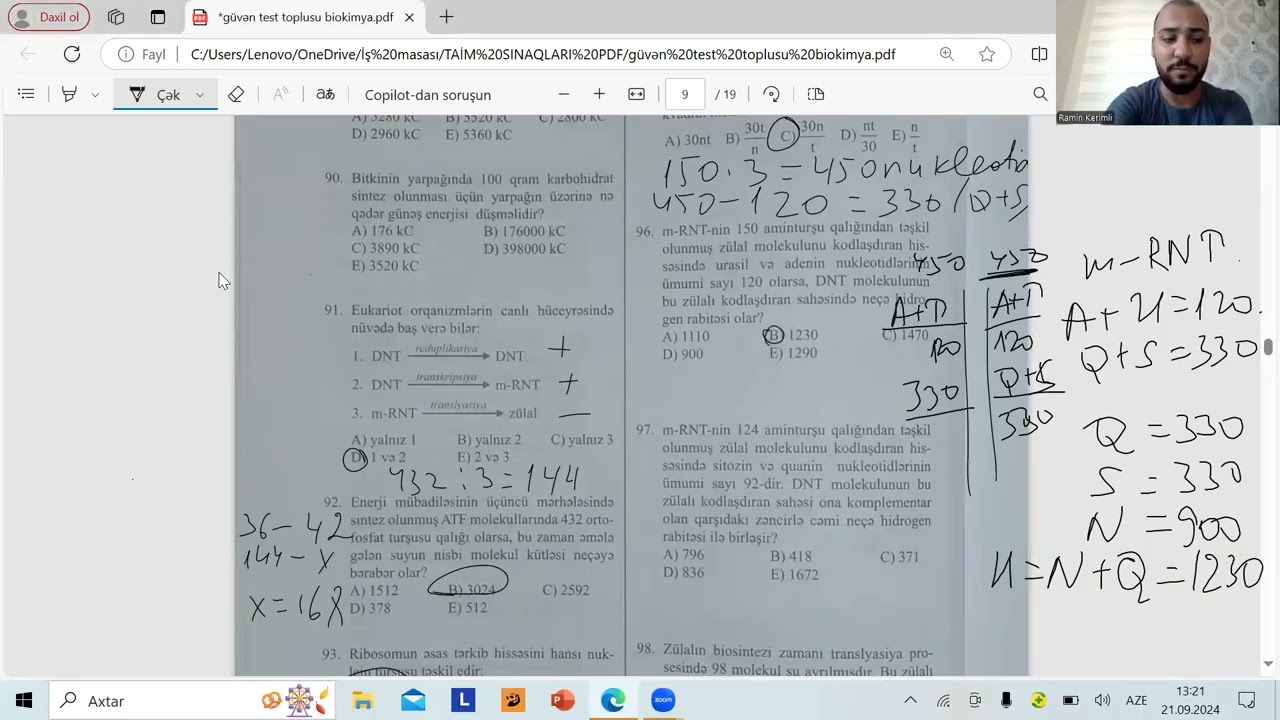GÜVƏN-2024. HÜCEYRƏ BİOKİMYASI TEST İZAHI 91-153. MİQ VƏ SERTİFİKASİYA HAZIRLIĞI.ƏLAQƏ:055-634-73-41