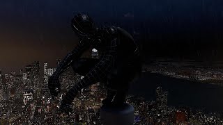 Spider-Man 3 Black Suit Web Swinging at Heavy Rain (1080P60FPS no Hud)