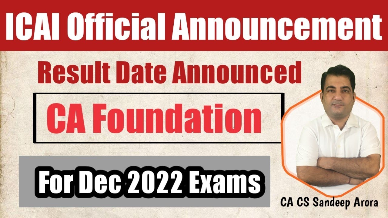 ICAI Official Announcement for CA Foundation December 2022 Exams Result Date | CA Foundation Result