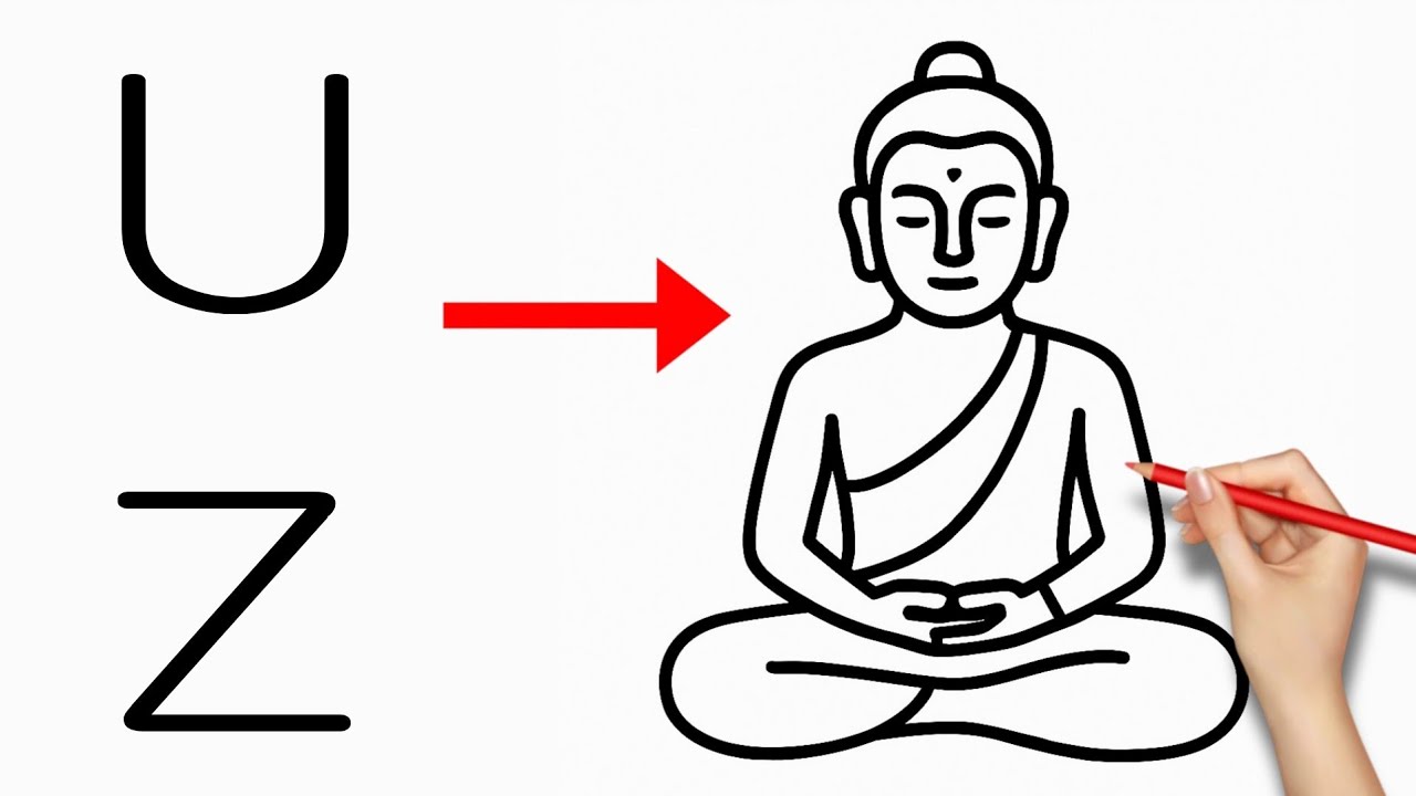 Letter turns into Gautam buddha Drawing || Easy Drawing