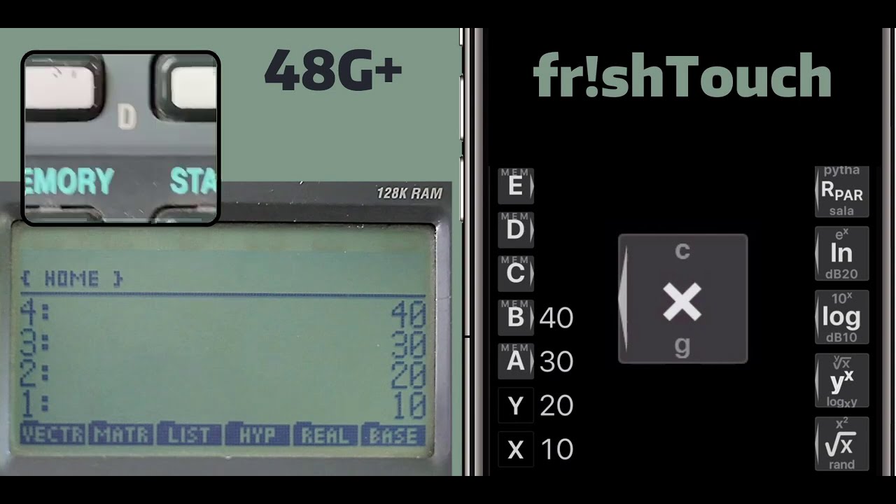 HP48G+ vs fr!shTouch RPN: Stack Speed
