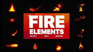 Cartoon Fire Elements Fire & Smoke FX — Clean Motion Graphics Asset