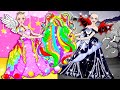 [🐾paper diy🐾] Rainbow vs Black Rapunzel Angel and Vampire New Hair | Rapunzel Compilation 놀이 종이