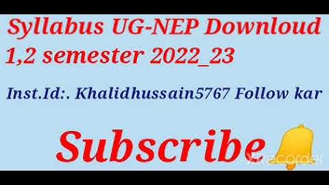 Jammu university Syllabus UG-NEP Downloud  1,2semester2022_23 || Syllabus link available descript.👇👇