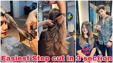 सबसे आसान Step With Layer Hair cut कैसे करे/easy way/step by step/for beginners/in 5 min hair cut