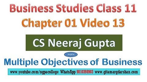 Multiple Objectives of Business | Bst Class 11 | Chapter 01 Video 13 | CS Neeraj Gupta