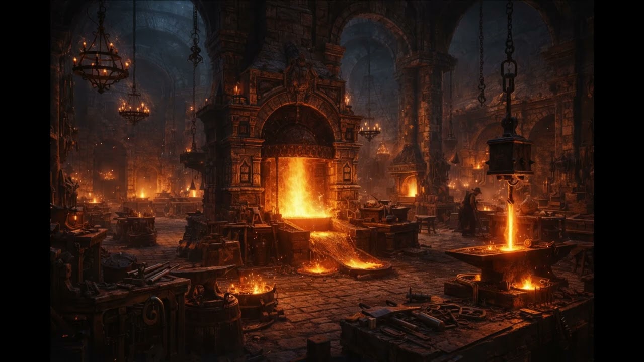 Ancient Forge Ambience 🔨 1 hour Warm Industrial Sounds for Focus, Coding & Relaxation