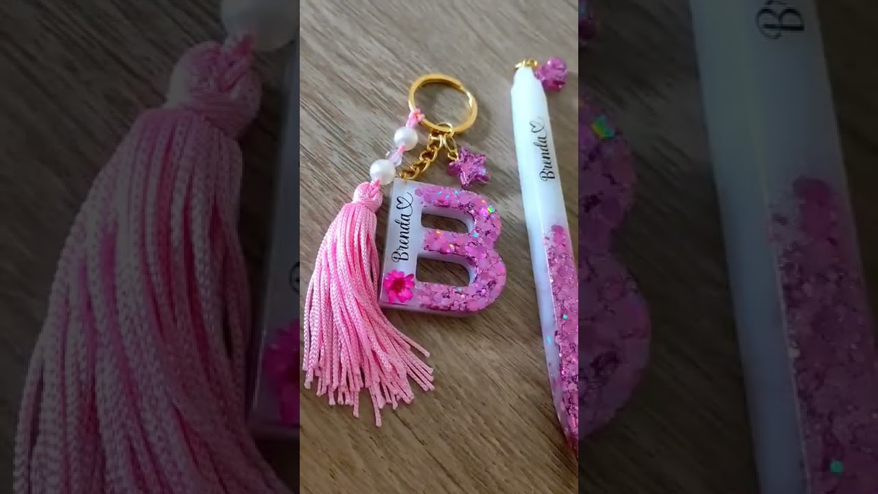 chaveiro e caneta em resina #resina #chaveiro #artesanato #resinart #resinaepoxi
