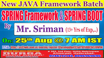 SPRING Framework & SPRING BOOT Online Training @ DURGASOFT
