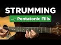 Mixing pentatonic licks w/ strummed chords in A-minor (Warm Up #9)