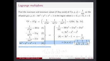Week 4 Lecture 16 -- Method of Lagrange multipliers