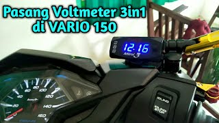 Cara Mudah Pasang Voltmeter di Motor Vario 150 | bisa mode suhu dan jam