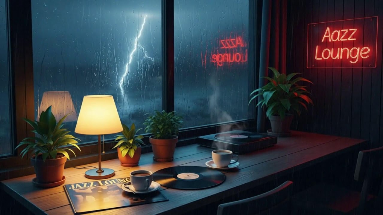 Thunder Cafe Piano Gentle Rain ｜ Deep Work Session ☕🎹⚡🌙🌧️✨💫