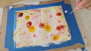 Peinture florale abstraite avec colle et encres -  Art Therapie