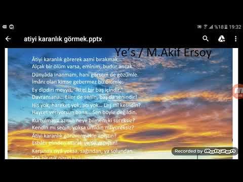 Atiyi Karanlık Görerek Azmi Bırakmak, Mehmet Akif ERSOY (Ye's Şiiri)