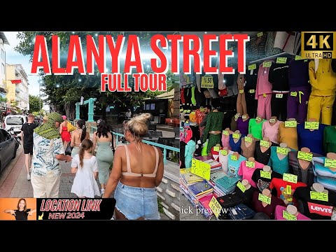 Kompletter Stadtrundgang durch Alanya! Alanya Antalya Straßentour! Alanya Antalya Türkei! 4K 60 FPS!