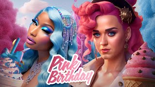 Nicki Minaj & Katy Perry - PINK BIRTHDAY 🧁 (Mashup) | Visualizer