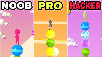 Noob Vs Pro Vs Hacker In Stack Rider - Android iOS Mobile Video Gameplay