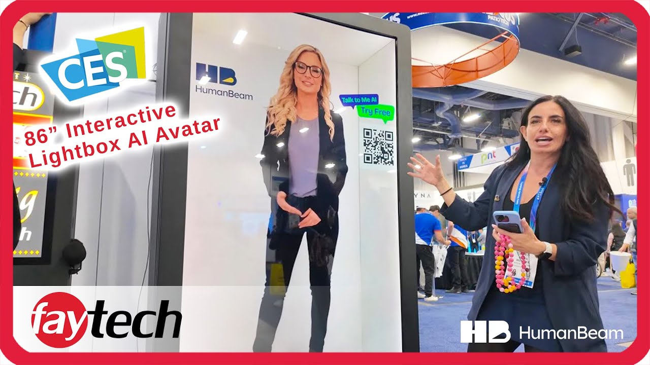 Highlight of CES 2026: HumanBeam's "TalkToMeAI" Showcased on faytech's 86" Interactive Lightbox