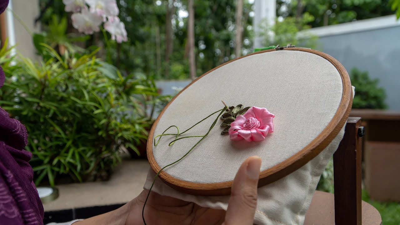 Silk Ribbon Roses Tutorial Simple Rose Embroidery Flower YouTube