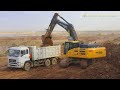 Matador Shantui Me315 Excavator Loading Dump Trucks.