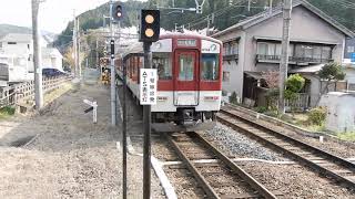 近鉄吉野線　吉野神宮駅1番ホームから6620系急行が発車