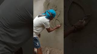 Gogla Wall Plaster Design 🙏🏻#song#shorts#construction#easy