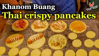 Delicious Thai dessert crispy pancakes. Khanom Buang | Street food in Thailand. Thai Taste