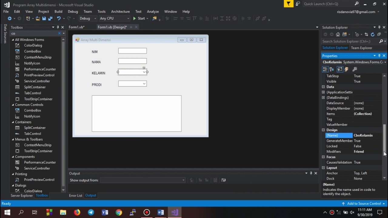 PROJECT ARRAY MULTIDIMENSI PADA VB - YouTube