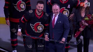 Former Blue Jacket Derick Brassard honored in Ottawa for 1,000 NHL games played