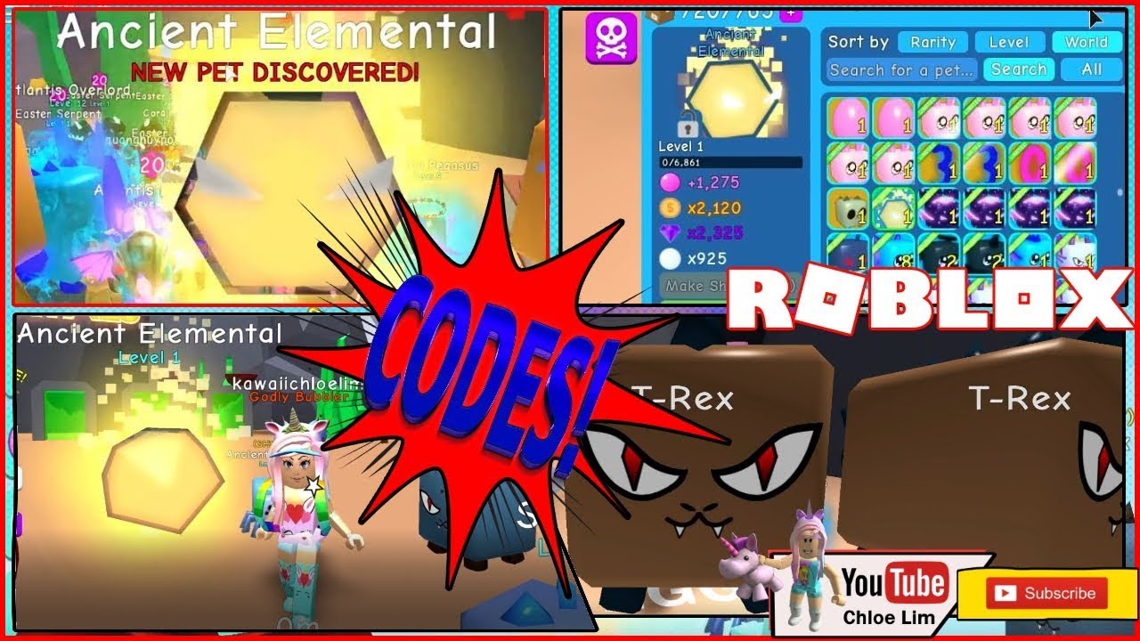 Roblox Gameplay Bubble Gum Simulator I Got More Than 2x Luck 3 New Codes Ancient Elemental Lots Of T Rex Steemit