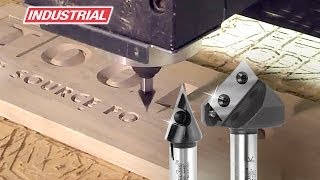 Solid Carbide Insert 'V' Groove Router Bits by Amana Tool Used in CNC to Create Signs