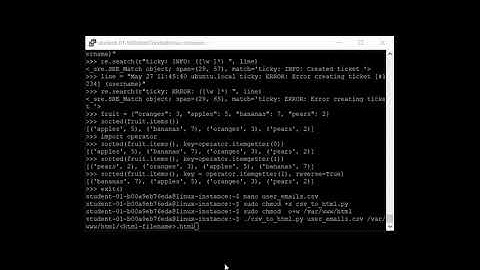 7. Log Analysis: Use regex to parse a log file, modify values in a dictionary, write to a csv file