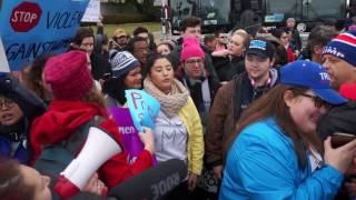 Trump Supporter's Hair Set on Fire at Inauguration Protest