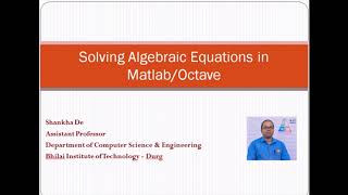 Celebrity Solving Algebraic Equation in Matlab / Octave Profile