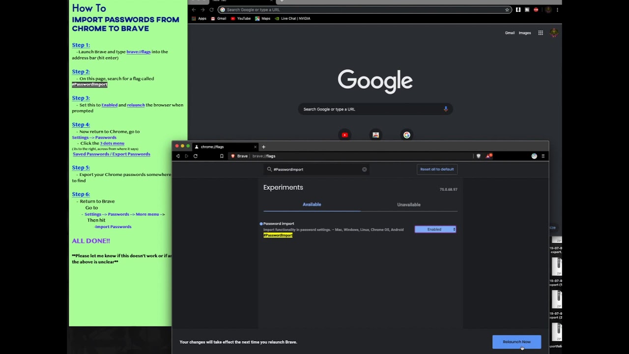 How to import chrome to brave login passwords and bookmarks 2019 