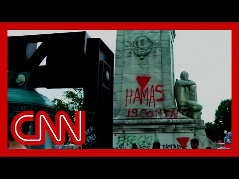Flags burned, monuments