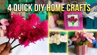 4 QUICK DIY HOME CRAFTS! 😱 (Easy Paper & Wool Flowers)